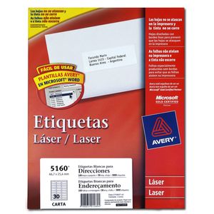 ETIQUETA AVERY LASER 3,4x10,2 x1680 etiq. 65162