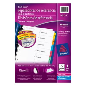 SEPARADOR AVERY A4 C/LENGUETAS MULTICOLORES 1-6