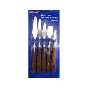 SET ESPATULAS METAL MANGO DE MADERA x 5U