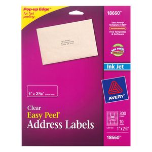 ETIQUETA AVERY INKJET CARTA TRANSP.2,5x6,7 x 300