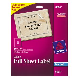 ETIQUETA AVERY LASER 21,6x27,9 x25 TRANSP.8665