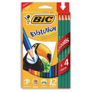 LAPICES BIC EVOLUTION COLORING x 12 LARGOS+4 LAP(16)