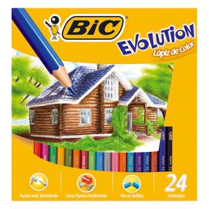 LAPICES BIC EVOLUTION COLORING x 24 LARGOS
