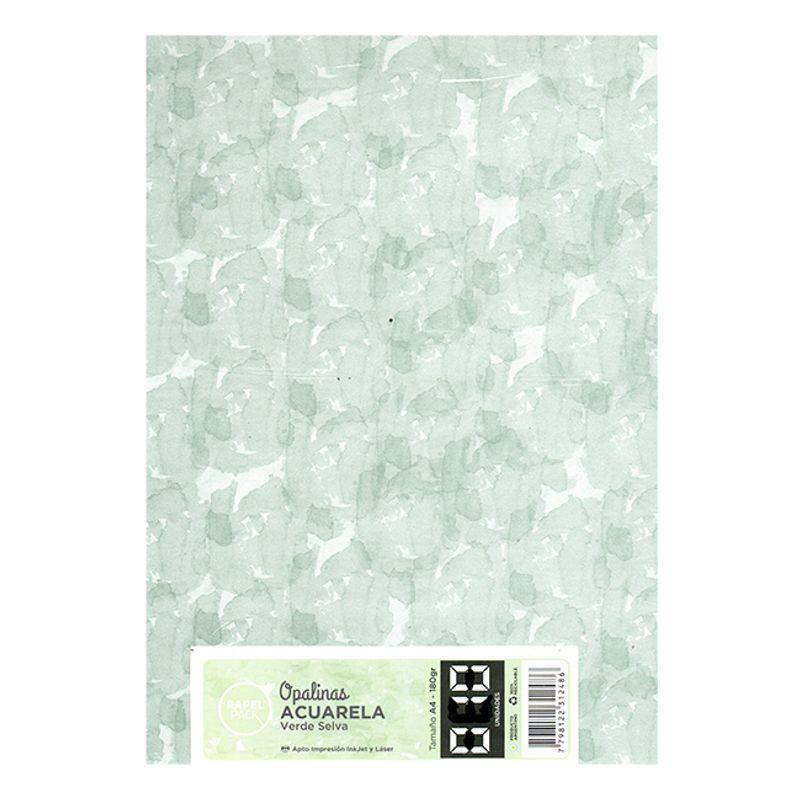 PAPEL TRAMADO ACUARELA A4 180grs x 10 VERDE SELVA - Tomy