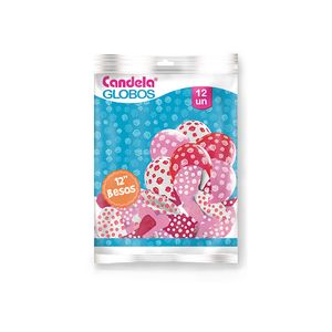 GLOBOS CANDELA IMPRESO BESOS x 12