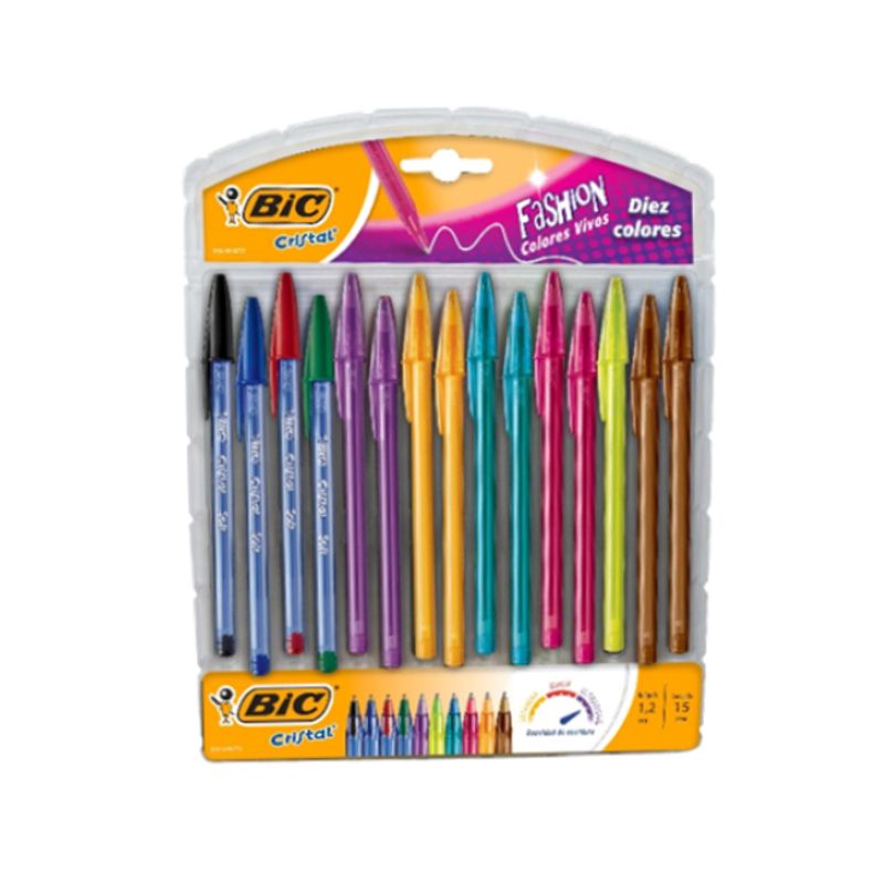 BOLIGRAFO BIC CRISTAL FASHION COLORES VIVOS 10U