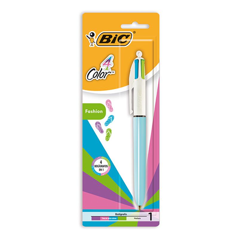 BOLIGRAFO BIC 4 COLORES RET.FASHION TURQUESA x 1 BC - Tomy