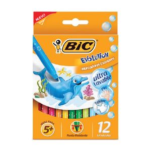 MARCADOR BIC EVOLUTION ULTRA LAVABLE x 12
