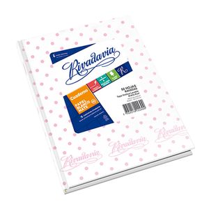CUAD.T/DURA RIVADAVIA BLANCO LUNARES ROSA x 50 RAY.