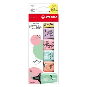 RESALTADOR STABILO MINI BOSS PASTELLOVE x 6 SURT.