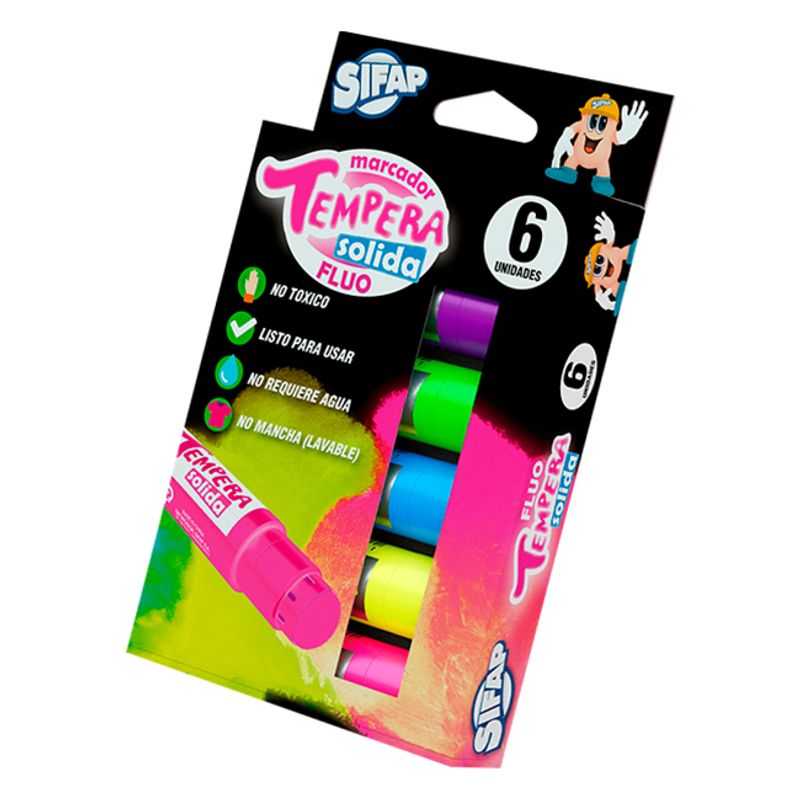 TEMPERA SIFAP SOLIDA FLUO x 6 - Tomy