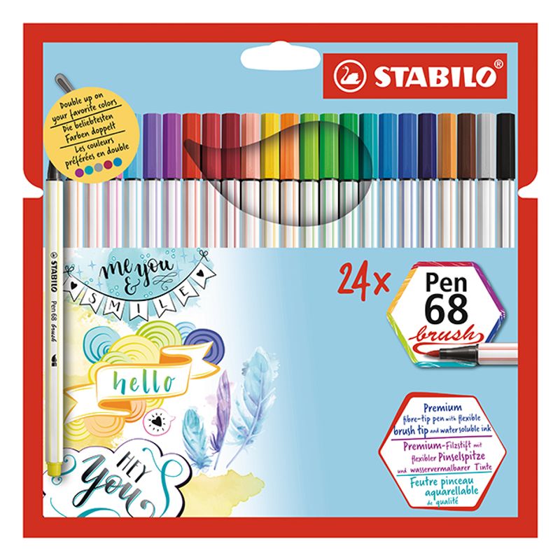 Marcador Stabilo Pen 68 Brush x 25 Colores Estuche Metálico – Liberacrea