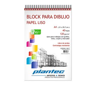 BLOCK PLANTEC DIBUJO LISO C/ESP.A4 120 GRS.x 40 H.
