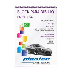 BLOCK PLANTEC DIBUJO LISO C/ESP.A3 210 GRS.x 40 H.
