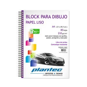 BLOCK CUADERNO PLANTEC DIBUJO LISO C/ESP. A4 210 GRS.x 40 H.