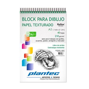 BLOCK PLANTEC DIBUJO TEXTURADO C/ESP.A5 210 GRS.x 40 H.