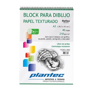 BLOCK PLANTEC DIBUJO TEXTURADO C/ESP.A3 210 GRS.x 40 H.