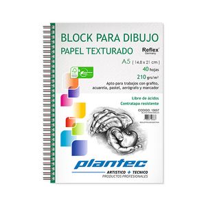 BLOCK CUADERNO PLANTEC DIBUJO TEXTURADO C/ESP. A5 210 GRS.x 40 H.