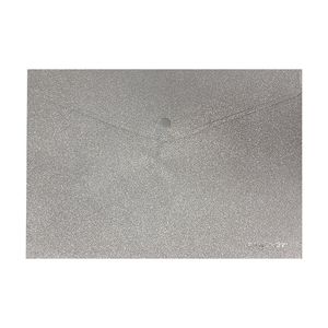 SOBRE PLASTICO TALBOT A4 C/BOTON GLITTER PLATEADO