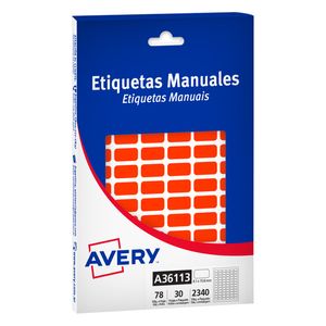 ETIQUETA AVERY 8,1x15,8mm ROJO FLUO