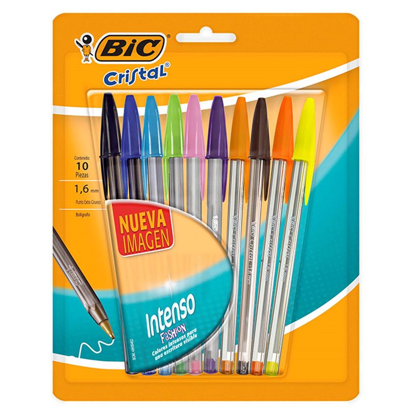 Boligrafo bic cristal naranja verde