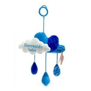 PELUCHE NUBE BIENVENIDO CON CASCABEL 25cm. 3 COLORES