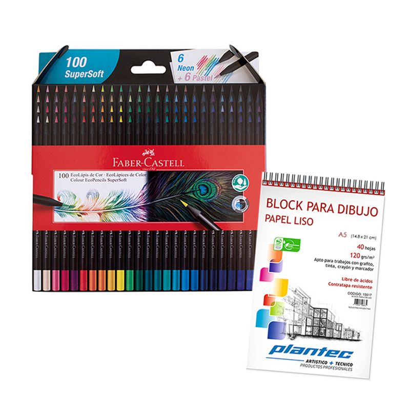 Lapices de colores Faber Castell soft X12 - 6 NEON Y 6 PASTEL