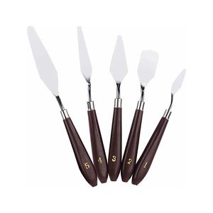 SET ESPATULAS METAL MANGO DE MADERA x 5U