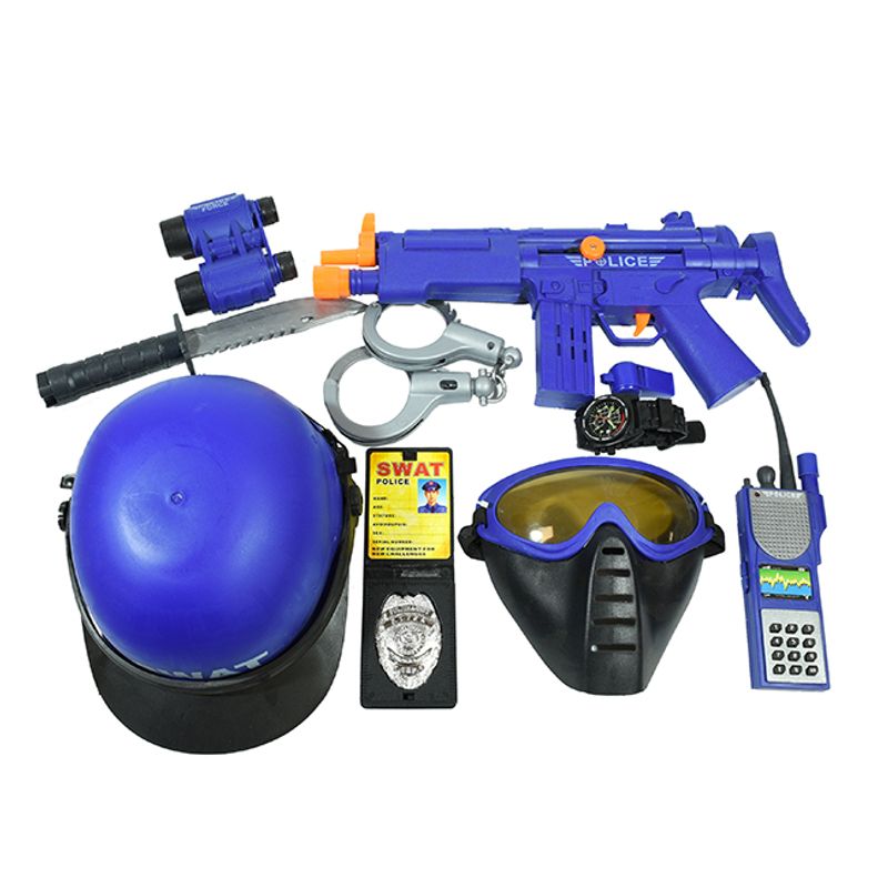 Juguete Set Policía con casco, arma y accesorios con sonido, 12396