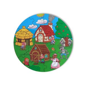 ROMPECABEZAS CIRCULAR DE MADERA CUENTOS CLASICOS 2 EN 1