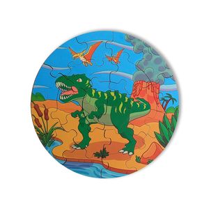ROMPECABEZAS CIRCULAR DE MADERA DINOS 2 EN 1