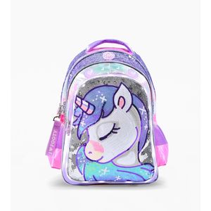 MOCHILA ESPALDA FOOTY UNICORNIO LENTEJUELA 45cm. LUZ LED