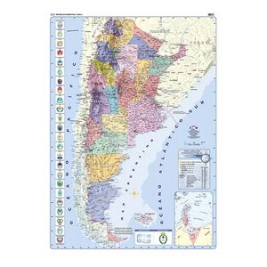 MAPA LAMINADO 95x130cm.D.FAZ REP.ARGENTINA FISICO/POLITICO