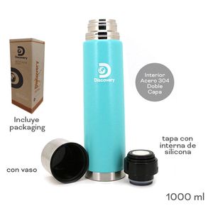 TERMO DE ACERO DISCOVERY CELESTE 1000ML