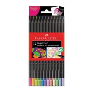 LAPICES FABER CASTELL SUPERSOFT x 12 6 NEON/6 PASTELES