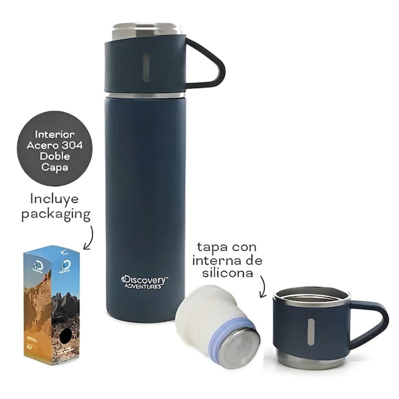 TERMO DE ACERO DISCOVERY CON TAZA 500ML - Tomy