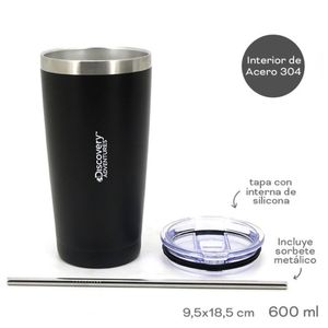 VASO TERMICO DISCOVERY ACERO INOXIDABLE NEGRO 600ML
