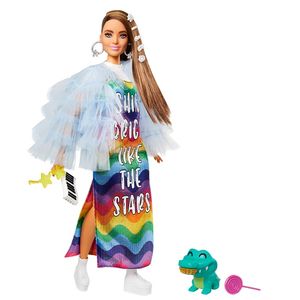 MUÑECA BARBIE EXTRA MORENA VESTIDO ARCOIRIS N09