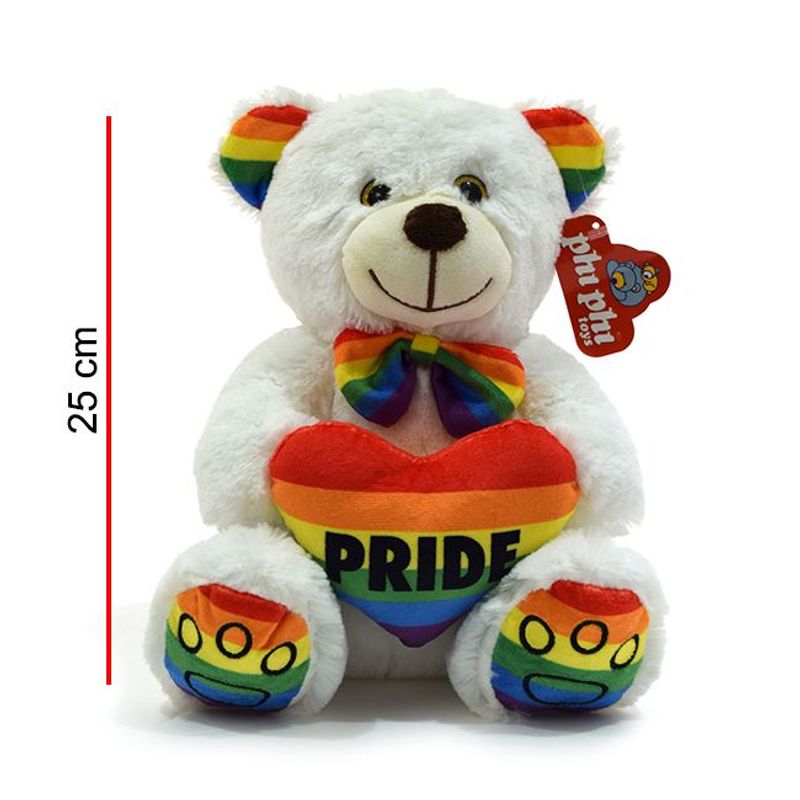 Peluche Oso Blanco Sentado Con Corazon Metalizado 42cm