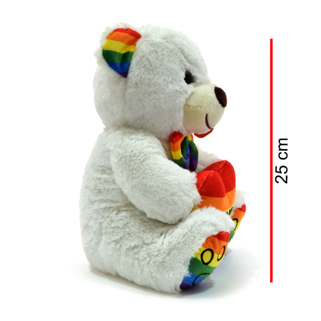 Peluche Oso Sentado Blanco Con 3 Corazones 35cm