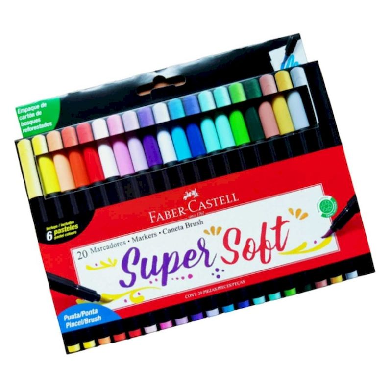 Plumones Faber-Castell SuperSoft x 10 punta pincel