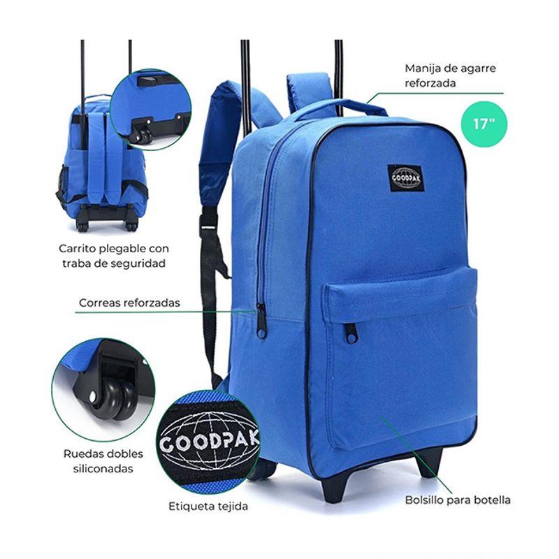 MOCHILA CARRO GOODPAK AZUL FRANCIA 43cm Tomy