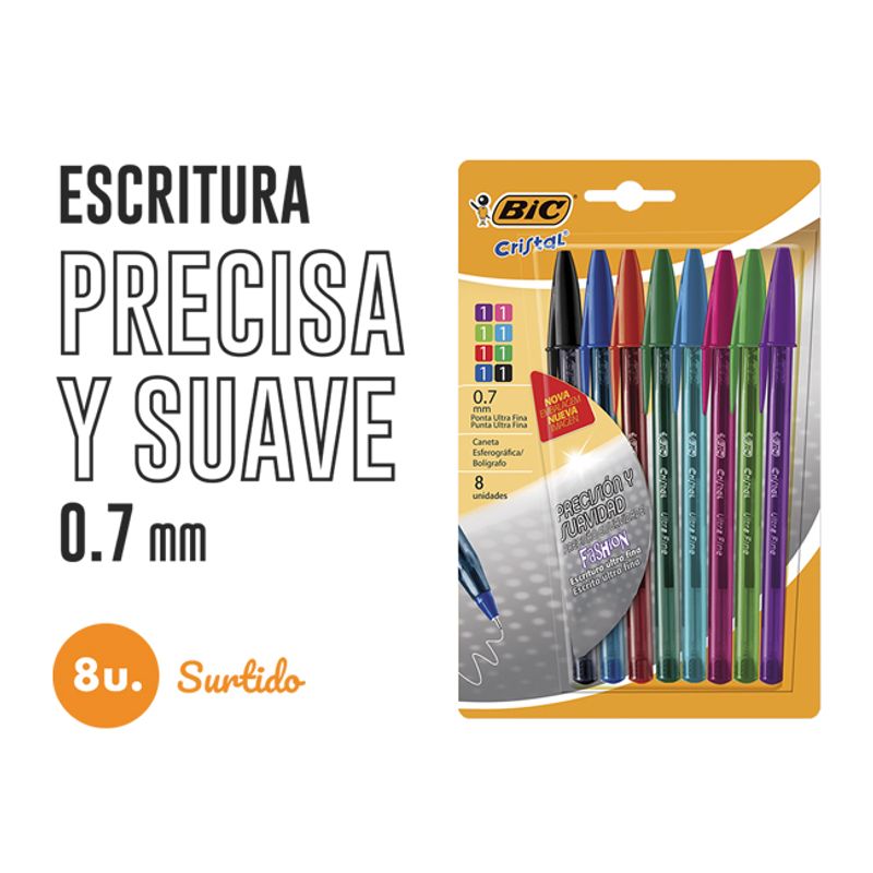 Bolígrafos Bic cristal ultra fino x8 - Simple