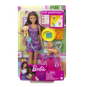 MUÑECA BARBIE ADOPTA PERRITOS CON ACCESORIOS
