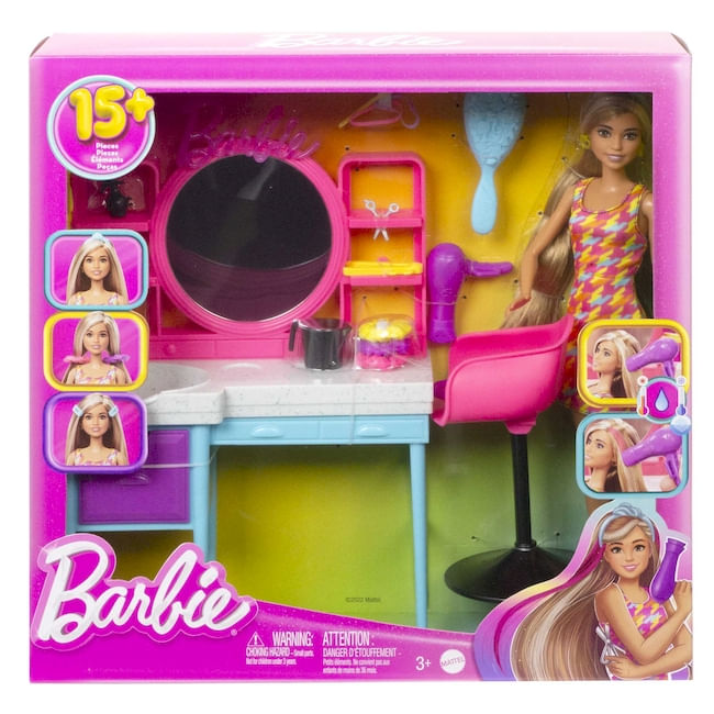 MUÑECA BARBIE SET DE PELUQUERIA Y ACCESORIOS PARA PEINAR Tomy