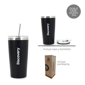VASO TERMICO DISCOVERY ACERO INOXIDABLE NEGRO 600ML