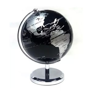 GLOBO TERRAQUEO B/CROMADA NEGRO Y PLATA 14CM. 140M