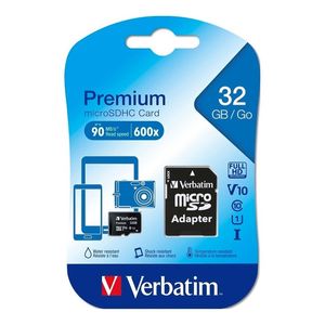TARJETA MEMORIA VERBATIM MICRO SDHC 32GB CON ADAPTADOR