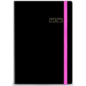 AGENDA 2025 DIARIA 14x20 WINNER NEGRO C/ELAST. FUCSIA