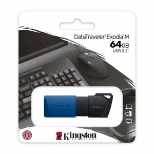 PEN DRIVE KINGSTON EXODIA 3.2 DTX 64GB AZUL Y NEGRO